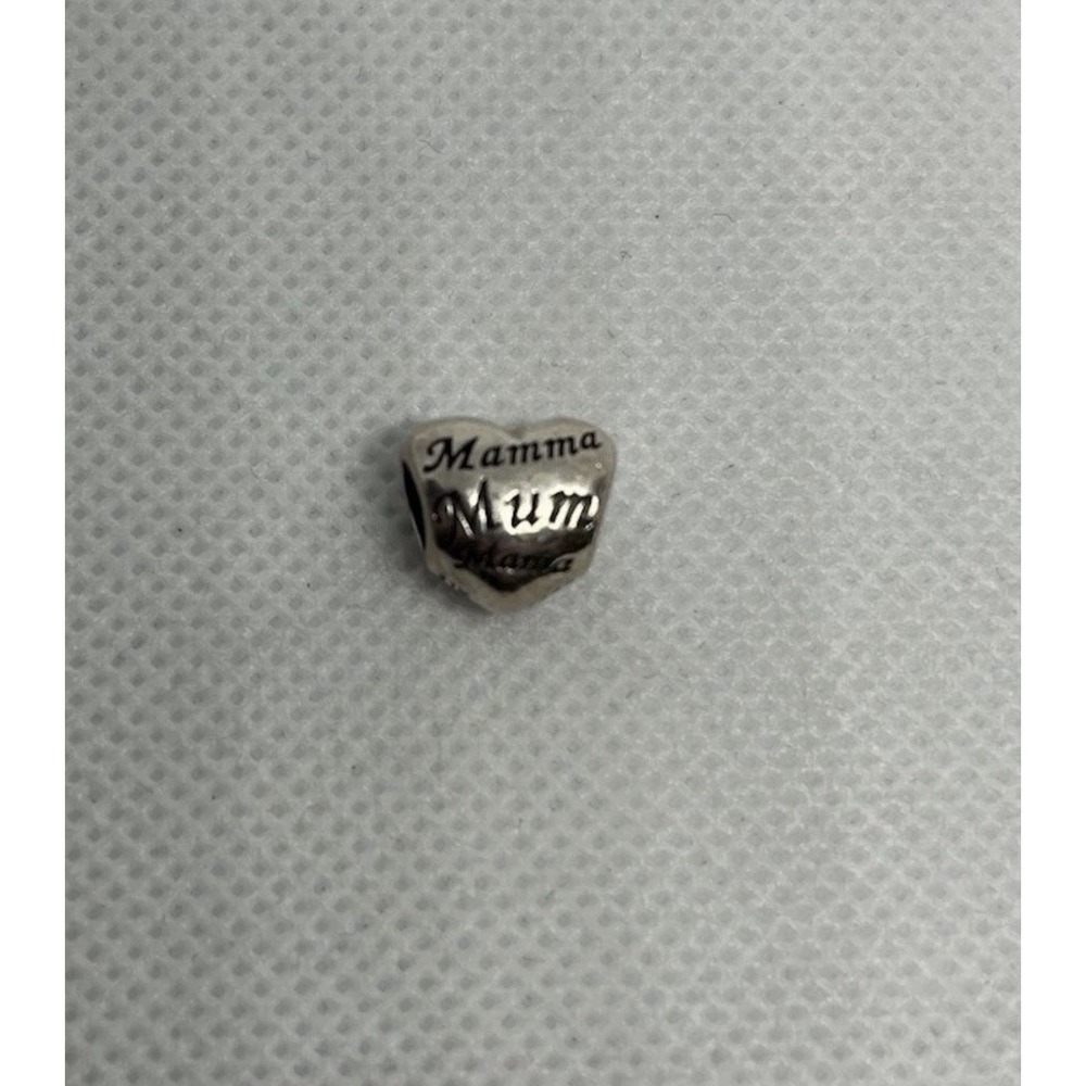 Pandora S 925 Sterling Silver Mom In Many Languages Heart Charm Retired - Picture 4 of 5